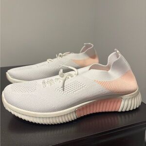 Women's White and Pink Sneakers